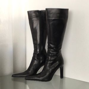 Aldo Knee-High Black Leather Boots Made in Italy
